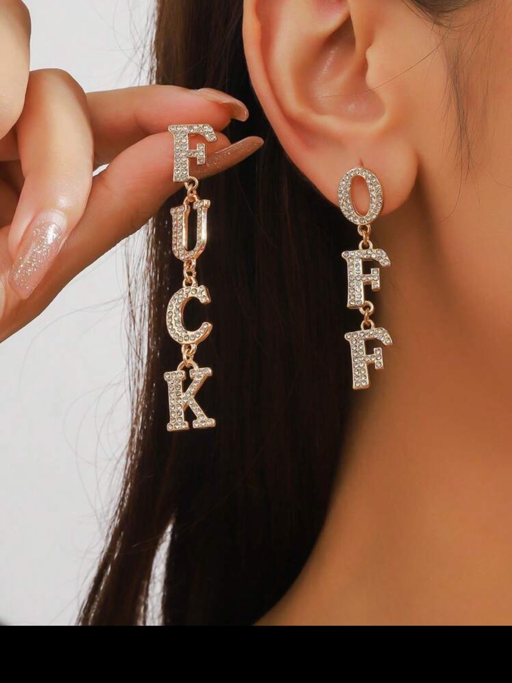 Crystal Letter Drop Earrings in Gold — Dangle Initial Statement